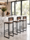 Solid Walnut Modern Bar Stool | Handcrafted Welded Steel Frame | Luxury Designer Kitchen Seating
