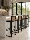 Solid Walnut Modern Bar Stool | Handcrafted Welded Steel Frame | Luxury Designer Kitchen Seating