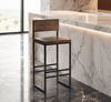 Solid Walnut Modern Bar Stool | Handcrafted Welded Steel Frame | Luxury Designer Kitchen Seating