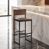 Solid Walnut Modern Bar Stool | Handcrafted Welded Steel Frame | Luxury Designer Kitchen Seating