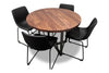 Round Solid Wood Dining Table with Metal Base