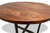 Round Solid Wood Dining Table with Metal Base