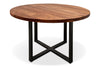 Round Solid Wood Dining Table with Metal Base