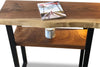 Walnut Live Edge Console Table With Shelf