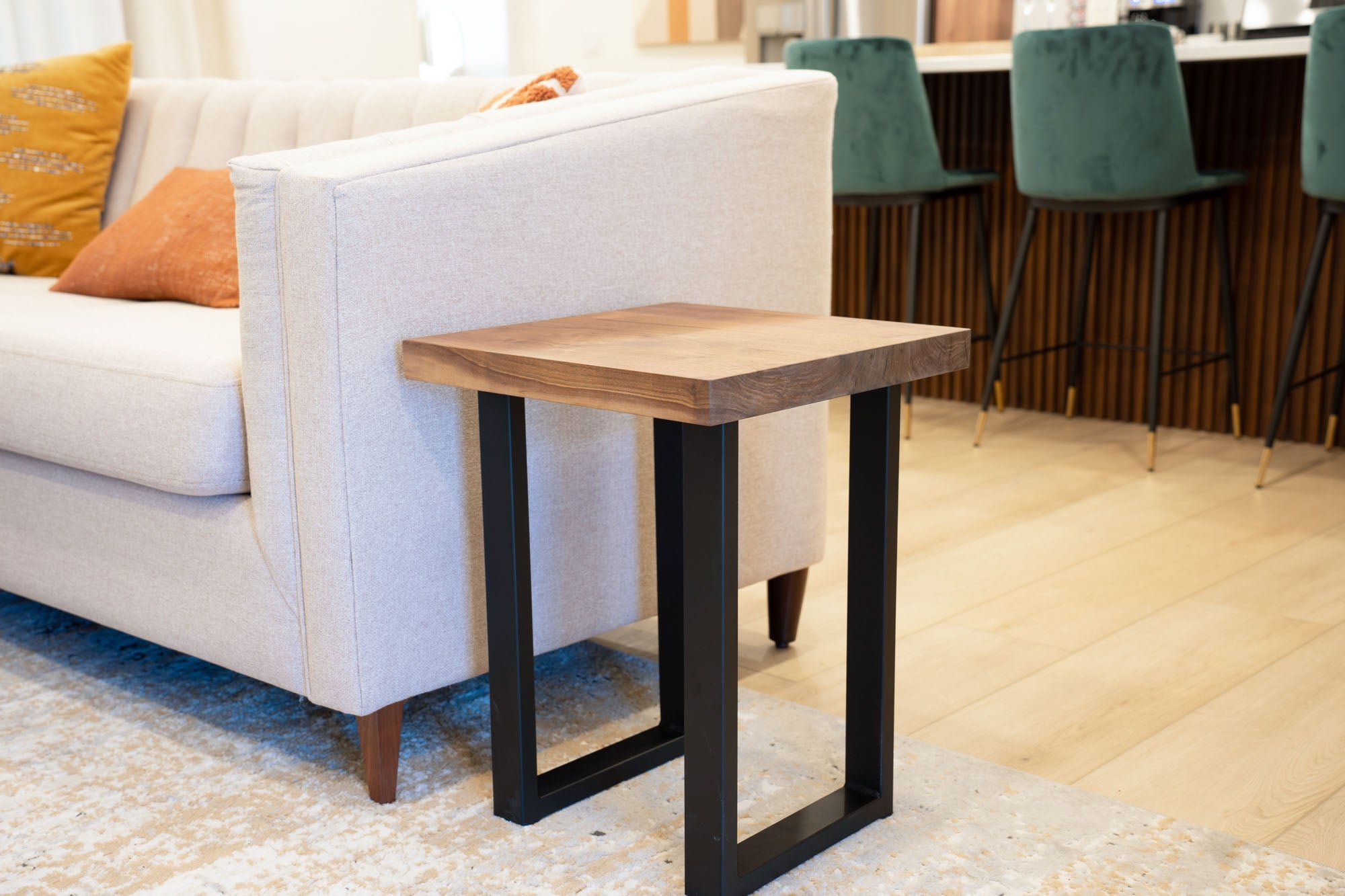 Odessa Triangular Solid Wood End Table Black