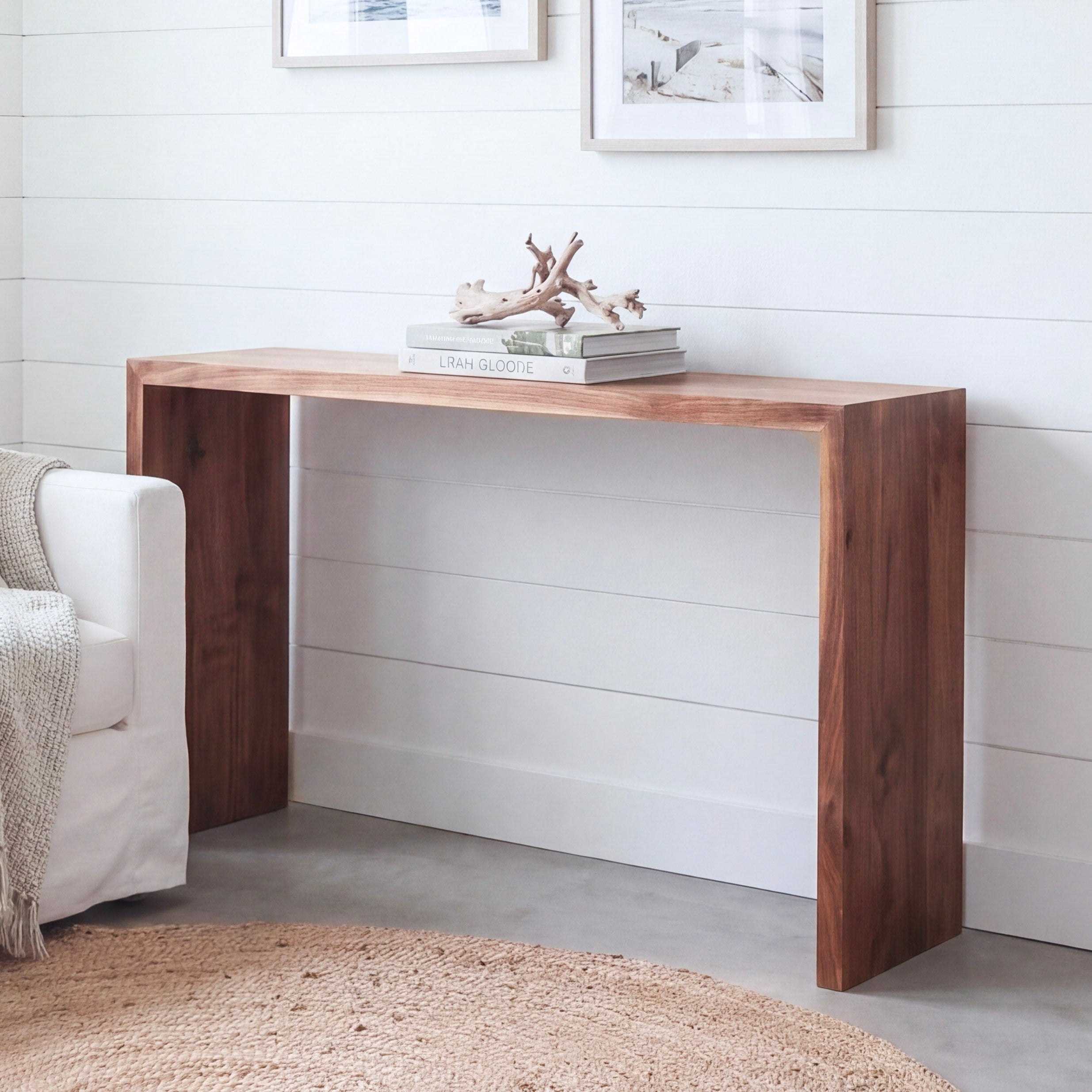 Modern Walnut Waterfall Console Table | Solid Wood, Made in USA ...