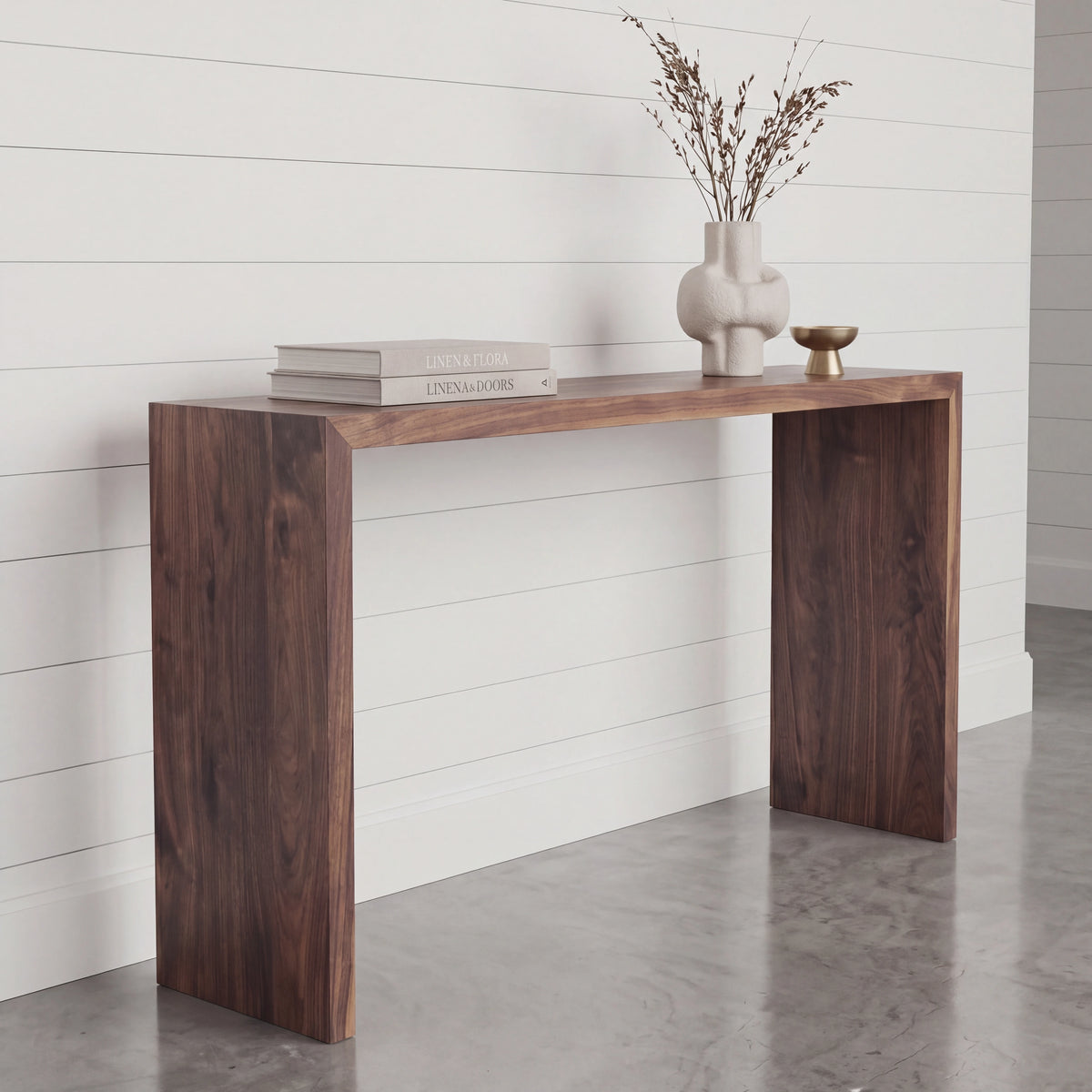 Modern Walnut Waterfall Console Table | Solid Wood, Made in USA ...