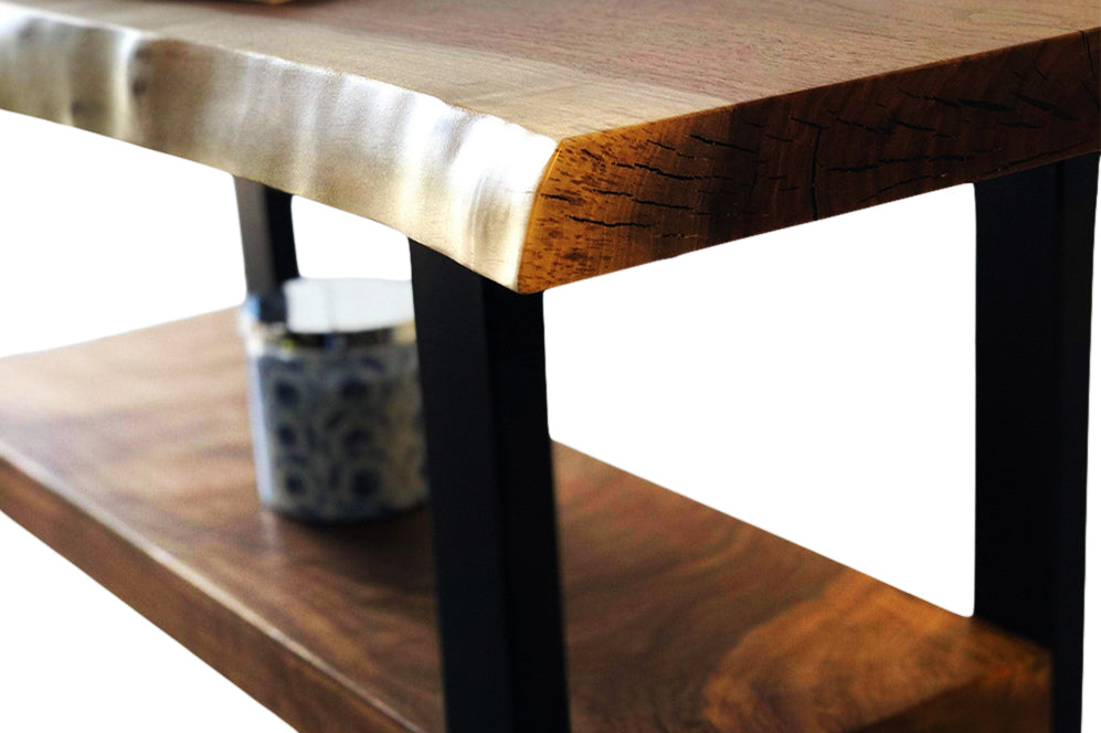 Walnut Live Edge Console Table With Shelf– Artisan Born